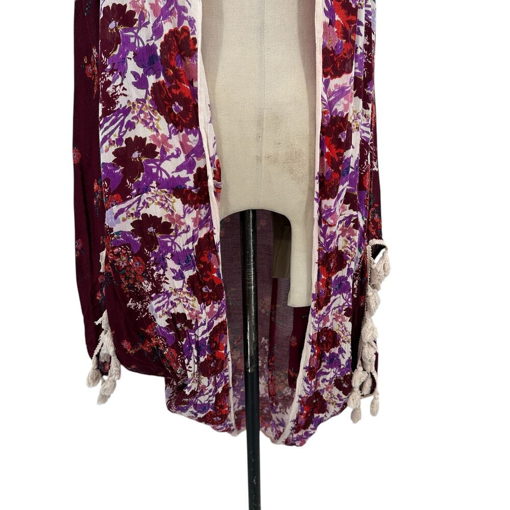 Free People Bali Wrapped In Blooms Shawl Kimono Wrap Berry Combo One‎ Size - Picture 4 of 12